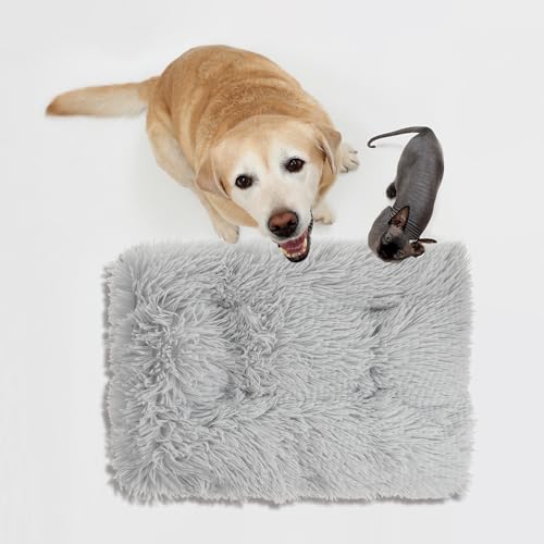 SUPVOX Plush Cat Sleeping Mat and Dog Pad Warm Long Velvet Cushion for Small Dogs and Cats Indoor Comfortable Pet Bed Gray S Size Random Style