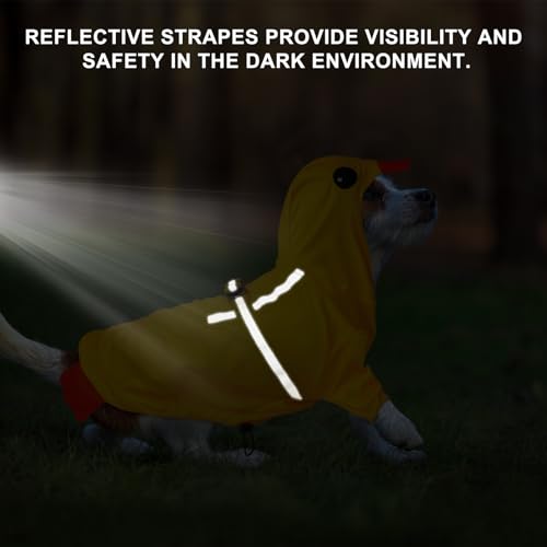 BEAUTYZOO Dog Raincoat Hooded Slicker Poncho, Waterproof Windproof Rain Jacket Hood with Harness Built in, Adjustable Reflective Duck Design Rain Coats for Small Medium Dogs Puppies, Yellow Size S - color: Yellow Duck, size: S(Back 13.2", Chest 18.5", Nec