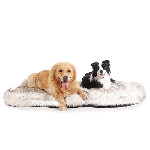 Laifug Luxury Faux Fur Dog Bed, 5-inch Thick Grade Ultra Soft Orthopedic Memory Foam Dog Bed with Faux Fur Cover, Plush Pup Rug with Removable Cover, Waterproof Liner（White） - color: White, size: XX-Large(60"x35"x5")