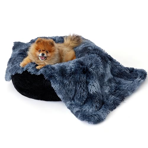 Bedsure Dog Blankets for Small Dogs, Fluffy Waterproof Dog Blanket for Couches Washable, Cat Blanket, Faux Fur Fuzzy Pet Throw Blankets for Puppy Doggy, 30x40 inch, Tie-dye Navy - color: Tie-dye Navy, size: M(30x40")