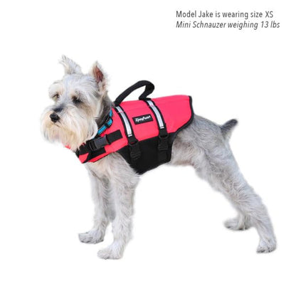 ZippyPaws Adventure Dog Life Jacket - Dog Life Vest for Swimming & Boating, Fits Small Pets, Lightweight Flotation Device for Water Safety, Padded Handle, Adjustable Fit, 6-10" - XX-Small, Red - size: Extra Extra Small