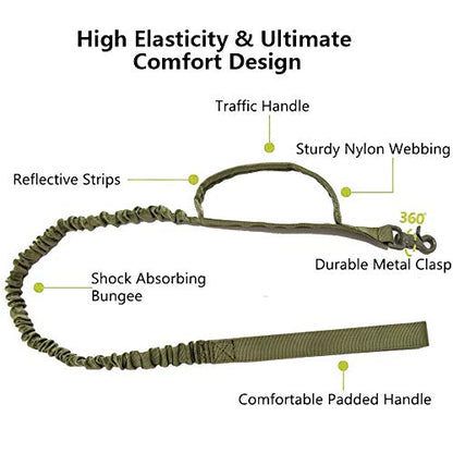 Tactical Dog Collar and Leash Set Adjustable Military Nylon Dog Collar with Control Handle and Heavy Duty Metal Buckle for Large Dogs（Green S - color: Green SET(collar+leash), size: Small (Pack of 1)