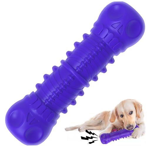 ZIKATON Dog Squeaky Toys for Aggressive Chewers, Durable Chew Toys for Large Medium Breed Dog, Dog Toys, Tough Durable Dogs Toys with Natural Rubber - color: A Violet
