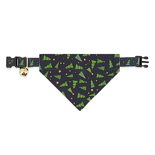 Ultra Joys Cat Collar - Breakaway with Bells for Kittens & Adults, Boy & Girl Cat Collars - Christmas Tree Small - color: Christmas Tree-Bandana Collar, size: Small