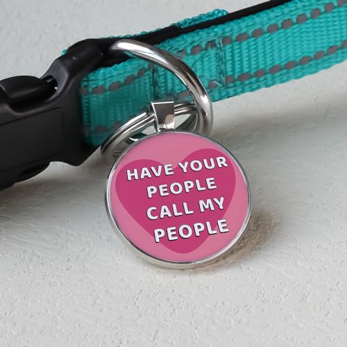 QR Code Pet ID | Personalized Dog & Cat Collar Tag | Online Profile with Instant Scanned Location Alert Email - style: Have your people-Pink