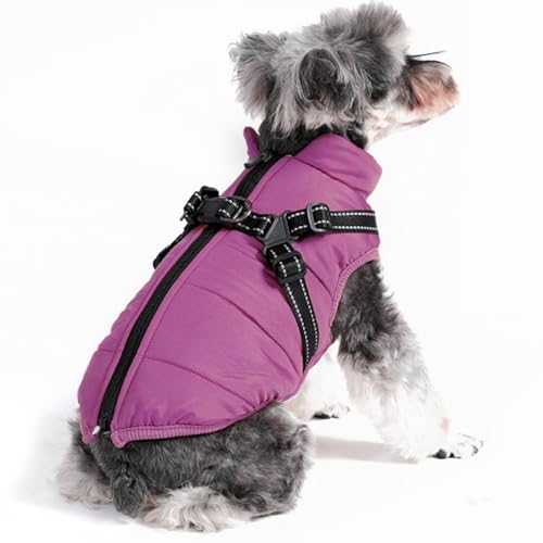 Dog Winter Coat, Waterproof Winter Jacket with Built-in Harness, Windproof Dog Warm Coats for Dogs Cats (Purple,3XL) - color: Purple, size: 3XL