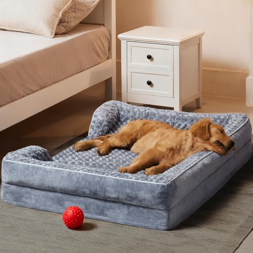 WNPETHOME Dog Beds for Large Sized Dogs, Washable Orthopedic Dog Couch Sofa Bed with Waterproof Lining & Non-Skid Bottom for Pet Sleeping - color: Grey, size: 45.0"l X 35.0"w X 7.0"th