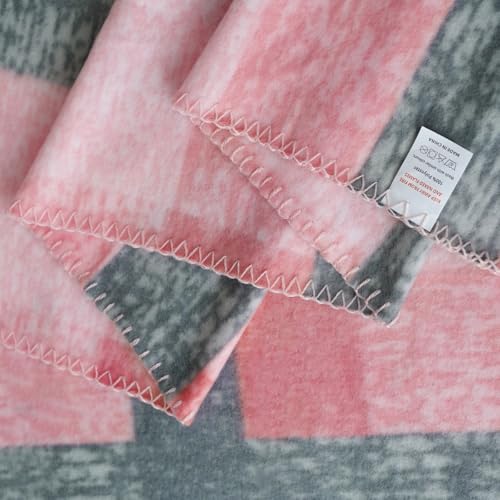 ZYFZCYBL Fleece Throw Blankets for Couch Bulk Lightweight Warm Soft Cozy Blanket 6 Pack Bulk Fleece Blanket Solid for Bed Couch Office Gifts Outdoor 50 x 60 inch Pink and Grey - color: Plaid (Pink and Grey)