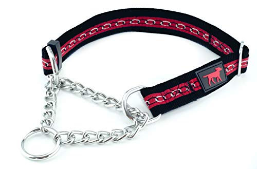 Tuff Pupper Martingale Collar for Dogs is Perfect for Training | No Pull Dog Collar with Adjustable Gentle Nylon & Steel Chain | Convenient Sizing for All Breeds Medium (16-24" Neck) - color: Epic Black, size: Medium (16-24" Neck)