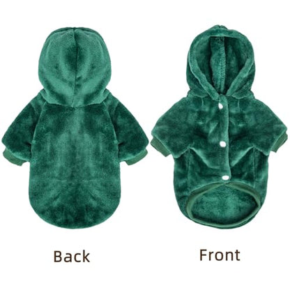 FabriCastle Dog Hoodie Sweater for Small Dogs Boy and Girl, Dog Clothes XS XXS Puppy Sweatshirt, Pet Outfit, Cat Clothing Super Soft Warm Snap On Closure (Dark Green, XX-Small) - color: Dark green, size: XX-Small