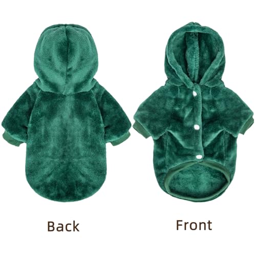 FabriCastle Dog Hoodie Sweater for Small Dogs Boy and Girl, Dog Clothes XS XXS Puppy Sweatshirt, Pet Outfit, Cat Clothing Super Soft Warm Snap On Closure (Dark Green, X-Small) - color: Dark green, size: X-Small