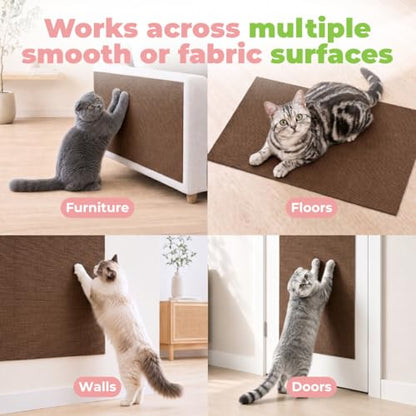 Best Pet Supplies Catify Cat Scratcher, Fun Interactive Scratchers, Posts, Poles, Claw Safe, Furniture Saver Indoor Play Support Natural Cat Behaviors Heavy Duty - Brown, 39.4 x 15.8 - color: Brown Mat - 39.4 x 15.8"