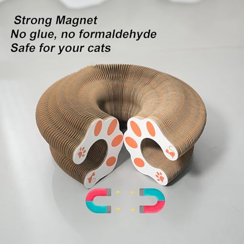 Kitty Curls Cat Toy, Magic Organ Cat Interactive Scratcher Cardboard with Bell Ball, Foldable & Changeable Accordion Shape Exercise Anxiety Relief Toy for Indoor Cats (1PCS) - size: 1 PCS