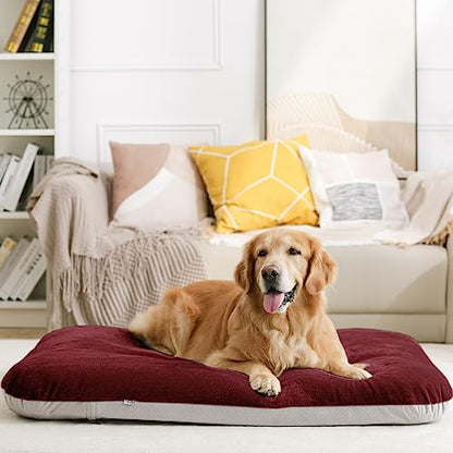 Super Soft Extra Large Dog Bed, 47 Inches Jumbo Orthopedic Foam Pet Beds with Anti Slip Bottom, Dog Sleeping Mattress with Removable and Washable Cover, Burgundy XL,47'' X 39'' X 3.7'' - color: Burgundy, size: 47.0"L x 39.0"W x 5.0"Th