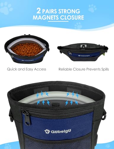 Gobeigo Dog Treat Pouch, Magnetic Closure & Sealable Silicone Bag Insert, 4-Cup Capacity – Belt Clip/Waist Belt/Crossbody Wear, Clicker Included – Great for Pet Training & Walking (Navy Blue) - color: Navy Blue