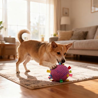 BOSREROY Interactive Dog Ball Toy, Fetch, Soft 6.3 in / 16 Cm Pet Plush