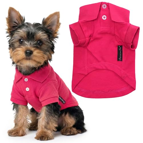 Parisian Pet Dog Polo Shirt – Classic Pink Cotton Pet Apparel with Collar & Buttons - Soft Breathable Puppy T-Shirt - Cute Dog Clothes - Ideal Summer Clothes for Small Dogs - Shirts for Dogs Girl - color: Pink Polo, size: XS