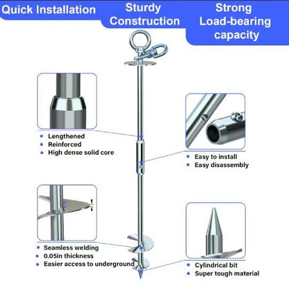 Dog Tie Out Stake for Yard,(up to 300lbs),360° Swivel Dog Run Anchor,Use Any Tie Out Cable or Yard Leash- Outdoor Camping(Anchor Only) - size: dog stake/300lbs/Anchor Only