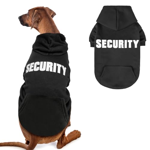 EXPAWLORER Dog Hoodies - Soft and Warm Dog Sweatshirt with Leash Hole, Fall-Fun Fleece Halloween Pet Clothes for Puppy, Cat, Small-Medium-Large Dogs (X-Large, Security) - size: X-Large