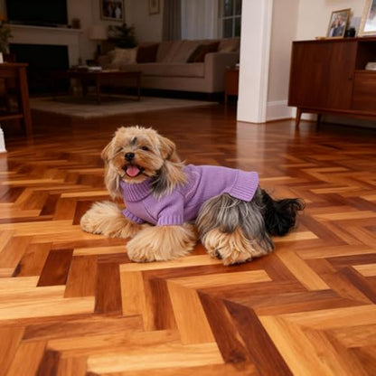 Bowknot Dog Sweater Dress for Small Dogs Girl, Stretchy Pet Sweaters Pullover Coats, Fall Winter Warm Dog Turtleneck Sweater (Purple, L) - color: Purple, size: Large (15-22lbs)