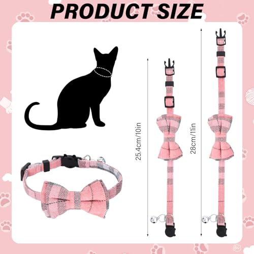 10 Pcs Cat Collar Breakaway with Bow Tie and Bell Kitten Collars Removable Bowtie Plaid Cat Collar for Cats Kittens Puppy (Classic) - color: Classic