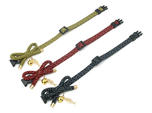 Cute Bowtie Cat Collar with Bell. Japanese Stylish Bowknot & Fish Charm. Safety Breakaway, Soft, Lightweight, for Girl Boy Male Female Cats Kitten,Green - color: Tea Green, size: Medium (8-12 inches)