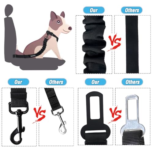 Dog Seat Belt, Durability Retractable Dog Car Harness Adjustable Dog Seat Belt for Vehicle Nylon Pet Safety Seat Belts Heavy Duty & Elastic - color: Set 01 Pack B-Blue