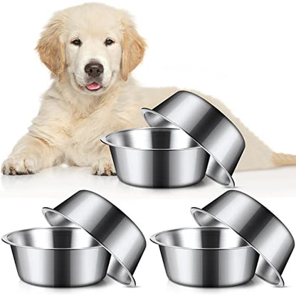 Yahenda 6 Pcs Stainless Steel Metal Dog Bowls Bulk Replacement Basic Thickened Pet Bowls for Small Medium Large Dogs, Dishwasher Safe(8.3 Inch) - size: 8.3 Inch