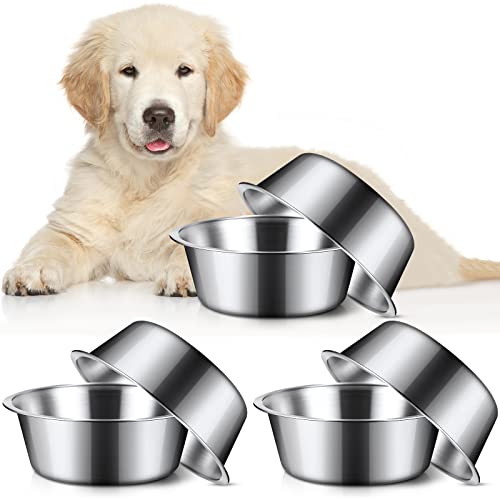 Yahenda 6 Pcs Stainless Steel Metal Dog Bowls Bulk Replacement Basic Thickened Pet Bowls for Small Medium Large Dogs, Dishwasher Safe(8.3 Inch) - size: 8.3 Inch