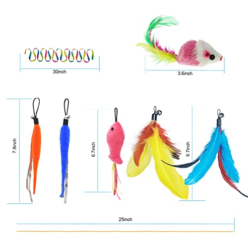 ZPH Cat Toys,Interactive Feather Variety Pack for Cats Wand Kitten Toy-Includ Cat Exercise Toy Fluffy Mouse Worms&Fish - style: SET B