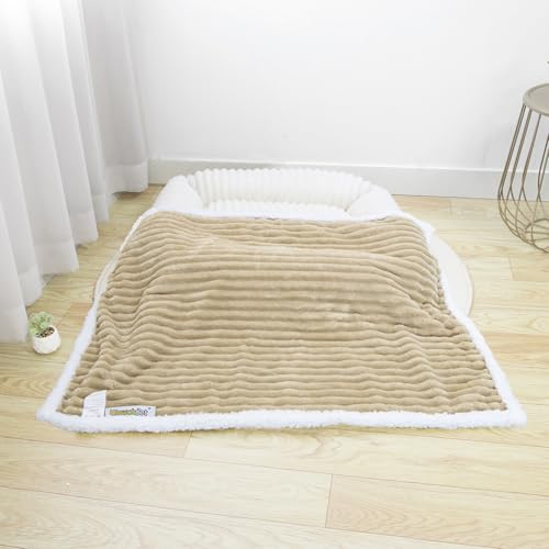 Waterproof Dog Blanket Soft Pet Cat Blanket Cozy Calming Sherpa Corduroy Fleece Blanket Reversible Furniture Bed Protector for Small Dogs Machine Washable Puppy Blanket, Brown 50x60 in - color: Brown, size: XL/50"x60"
