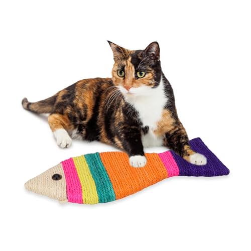 Cat Scratching Board Creative Fish Shaped Cat Claw Toy Colorful Sisal Pad Scratch Lounge Durable Scratching Pad Interaction Toy (L) - color: Fish L