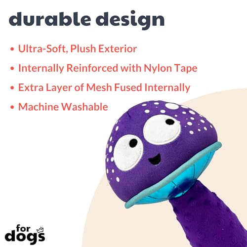 Huxley & Kent for Dogs | Mellow Mushroom (Small) | Funny Dog Toy | Power Plush Dog Toy with Squeaker | Dog Gift | Fun, Durable | H&K Squeaky Dog Toy, Purple, Blue - size: Small, style: Mellow Mushroom