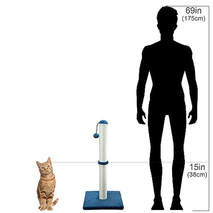 Dimaka 29" Tall Cat Scratching Post, Claw Scratcher with Sisal Rope and Covered with Soft Smooth Plush - color: Blue, size: 29 inches for All Cats