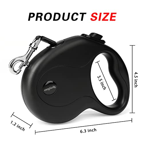 enrgticdg 16Ft Retractable Dog Leash,Light Weight Leash for Small to Medium Dogs/Cats Up to 50lbs,Stainless Steel Spring Strong Nylon Tape, Tangle Free, One-Handed Brake.(Black) - color: Black
