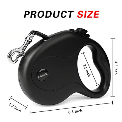 enrgticdg 16Ft Retractable Dog Leash,Light Weight Leash for Small to Medium Dogs/Cats Up to 50lbs,Stainless Steel Spring Strong Nylon Tape, Tangle Free, One-Handed Brake.(Black) - color: Black