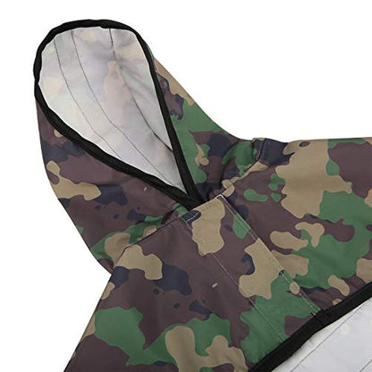 HDE Dog Raincoat Jacket Reflective Adjustable Hooded Pet Poncho Rain Coat with Leash Hole for Small to X-Large Dogs Camo - S - color: Green Camo, size: Small
