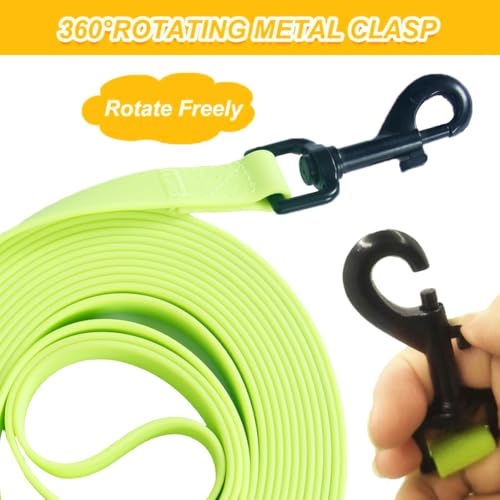 Waterproof Dog Training Leash,Long Line Heavy Duty Outdoor Recall Lead 10ft 15ft 20ft 30ft 50ft for Small Medium Large Dog (Yellow Green, 32FT)