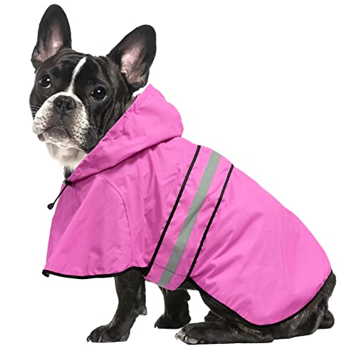 Waterproof Dog Rain Coat - Reflective Adjustable Pet Raincoat Jacket, Lightweight Dog Hooded Poncho Raincoats for Small to X- Large Dogs and Puppies (Pink, Medium) - color: Pink, size: Medium