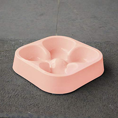 Healthy Slow Feeding Dog Bowl for French Bulldog -Slow Feeder Dog Bowl No Chocking Dog Cat Food Water Bowl with Four-Leaf Clover Pattern (Pink) - color: Pink