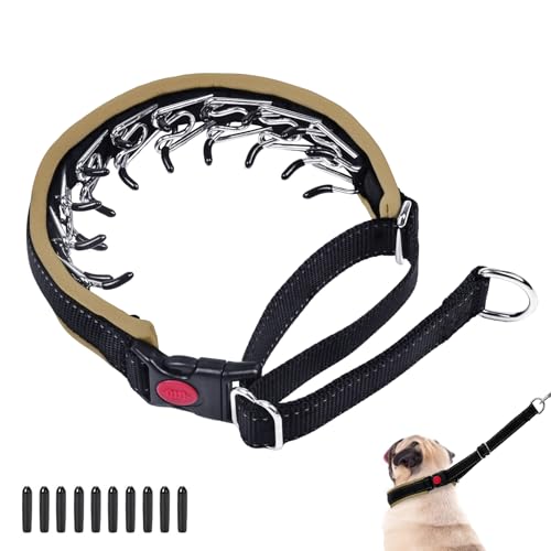 M Khaki Martingale Collar for Dogs, Heavy Duty Nylon No Pull Adjustable Anti Pull Reflective Slip Collar for Large Medium Small Dogs - color: Black Khaki, size: M (15"-23" Neck, 1.5" Wide)