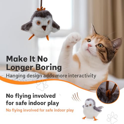 Interactive Flappy Bird Cat Toy – Sandpiper with Flapping & Chirping Sounds, Indoor Play & Exercise Toy for Cats (Does Not Fly) - color: Sandpiper