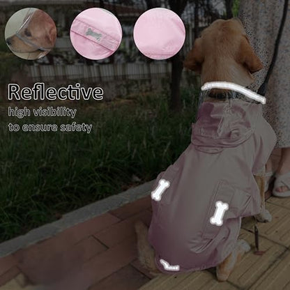 Waterproof Dog Raincoat, Adjustable Reflective Lightweight Pet Rain Clothes with Poncho Hood (Light Pink, Small) - color: Light Pink, size: Small(9-13lb)
