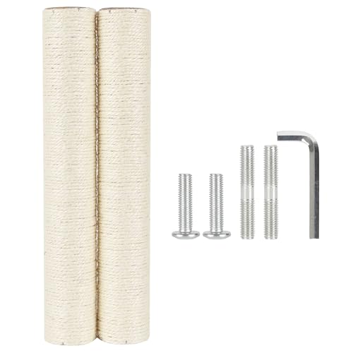 7.4cm 2.91in Diameter Cat Tree Scratching Post Replacement Sisal Pole Parts for Cat Tower (M10, 17.72in/45cm) - color: 17.72in/45cm, size: M10*2posts