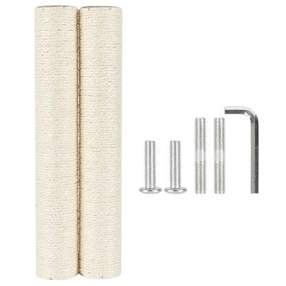 7.4cm 2.91in Diameter Cat Tree Scratching Post Replacement Sisal Pole Parts for Cat Tower (M10, 17.72in/45cm) - color: 17.72in/45cm, size: M10*2posts