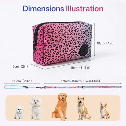 Hands Free Dog Leash with Slip Lead，Waist Leash Retractable for Dog Walking, Jogging and Running,Dual Padded Handles and Durable Bungee for Walking, Jogging and Running(Chic Leopard Pattern)