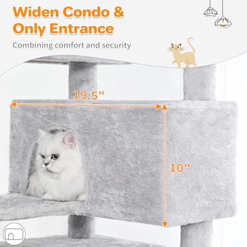 Made4Pets Cat Tree 54in Cat Tower for Indoor Cats Kitten Tree Multi-Level Cat Tree with 2 Condo Furniture Activity Center with Scratching Posts Funny Toys Kittens Pet Play House, Light Grey - color: Light Grey