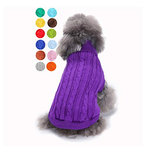Dog Sweater, Warm Dog Sweaters for Small Dogs Medium Large Dogs, Cute Winter Classic Turtleneck Pet Sweater Cat Sweater Dog Clothes Coat Dog Christmas Sweaters for Girls Boys Dog Puppy Cat - color: Purple, size: Medium