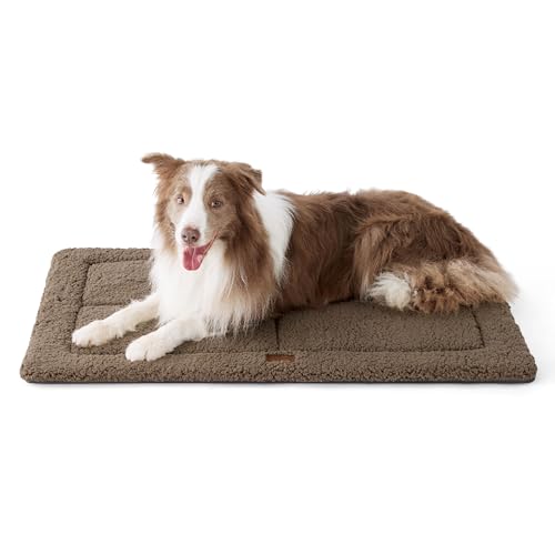 Bedsure Washable Dog Crate Bed for Large Dogs, Soft Foam Floor Pet Mat, Versatile Lightweight Pet Crate Pad for Cages - color: Brown, size: 41x28 in