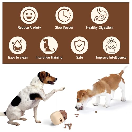 Silicone Dog Slow Feeder Toy - Interactive Puzzle Feeder & Food Dispenser for Small & Large Dogs - Enrichment Toys for Mental Stimulation - Fun Puppy Chew Toys & Cat Treat Dispenser to Keep Pets Busy - color: Bear-Brown